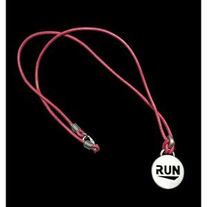 Athlete Inspired "Run" Necklace With Pink Leather Cord